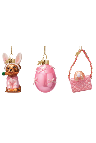 Paas hanger glas Bunny Makeover - set/3 boxed H:6cm