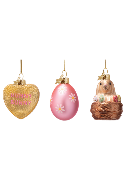 Paas hanger glas Hunny Bunny - set/3 boxed H:6cm
