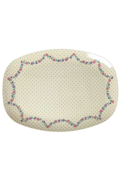 Melamine ovaal bord Dots and Flowers