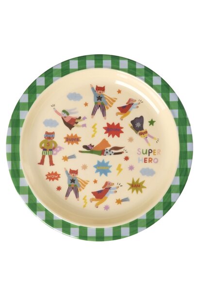 Melamine kids lunch bord Hero green