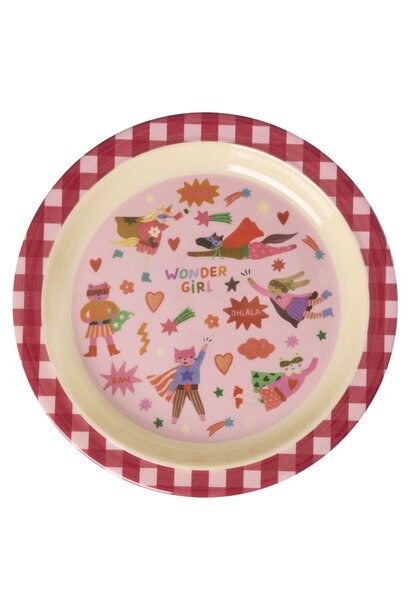 Melamine kids lunch bord Hero pink