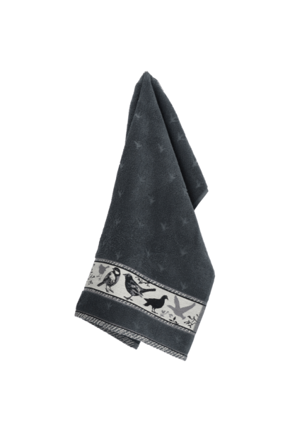 Keuken handdoek Birds anthracite GOTS
