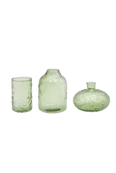 Mini vaas Micha green set/3 - 7x10cm / 5x8cm / 9x6cm