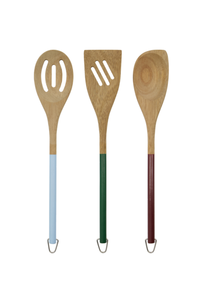 Kook spatel acacia hout red, blue, green set/3