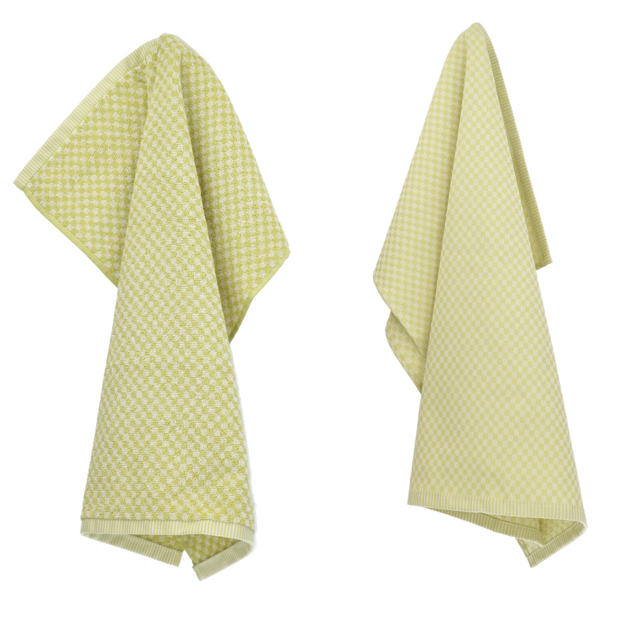 Theedoek Kleine Ruit Lime Groen GOTS-4