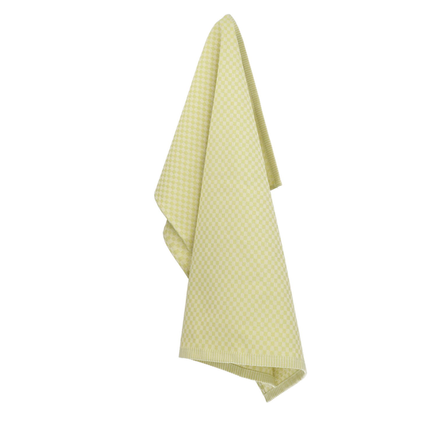 Theedoek Kleine Ruit Lime Groen GOTS-1