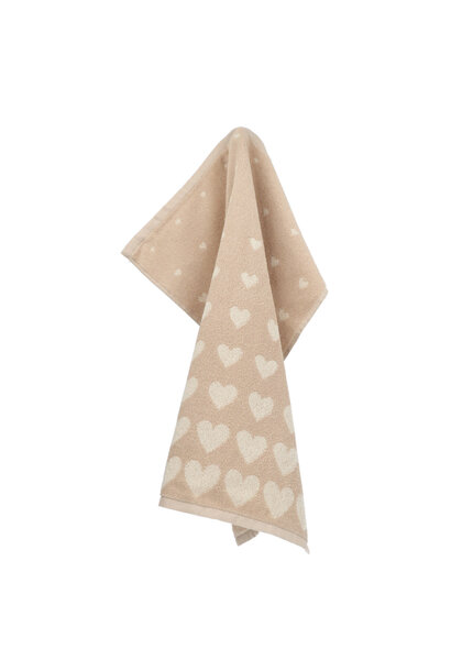 Keuken handdoek Hart zand GOTS