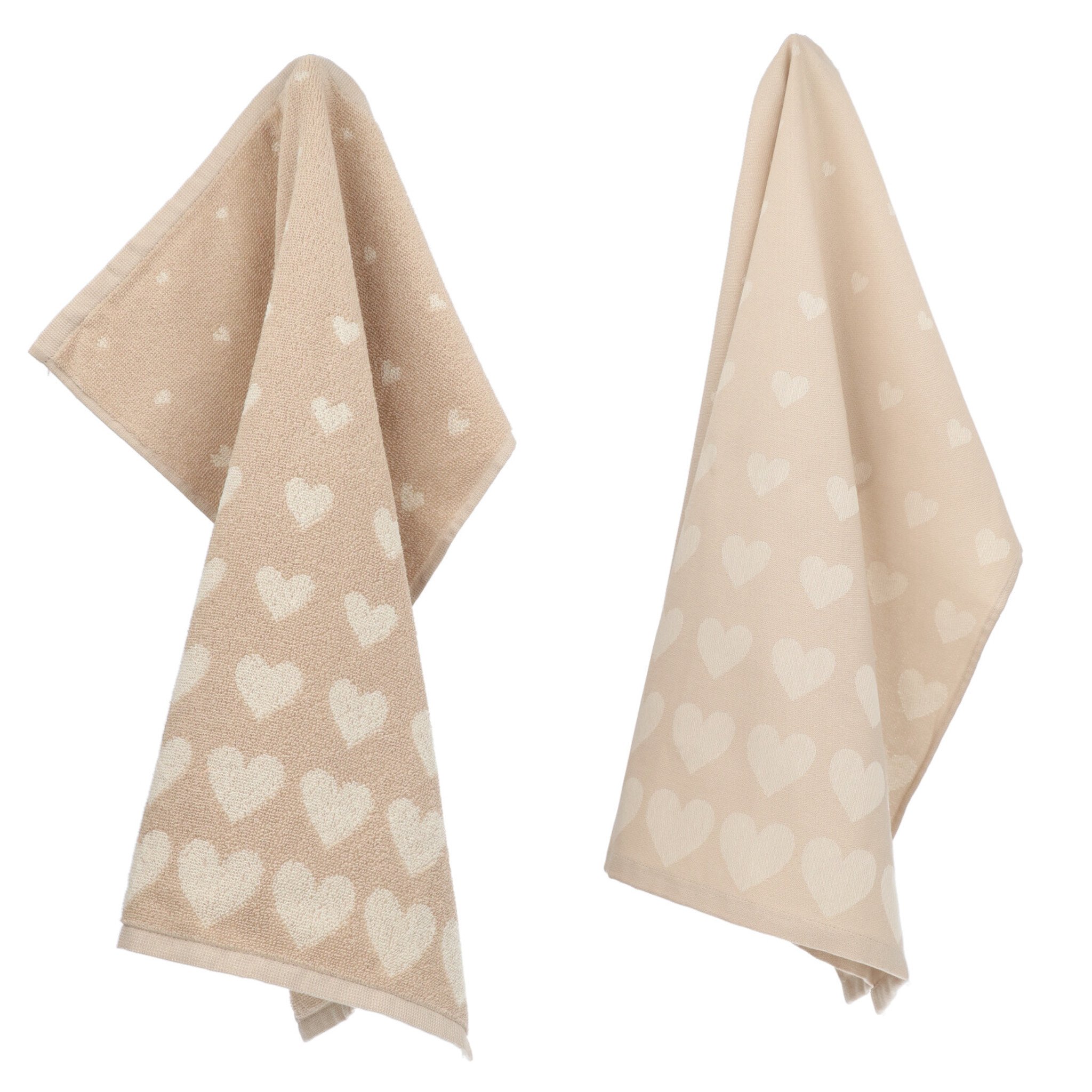 Keuken handdoek Hart zand GOTS-4