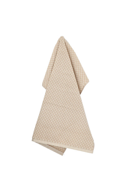 Keuken handdoek Kleine Ruit zand GOTS