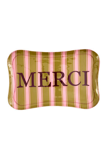 Dienblad metaal Striped Merci - 34x22.5x2cm
