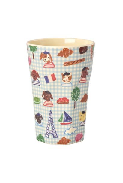 Melamine Tall beker Kids in paris blue 400ml