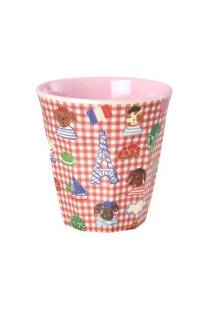 Melamine beker medium Kids in Paris red 250ml