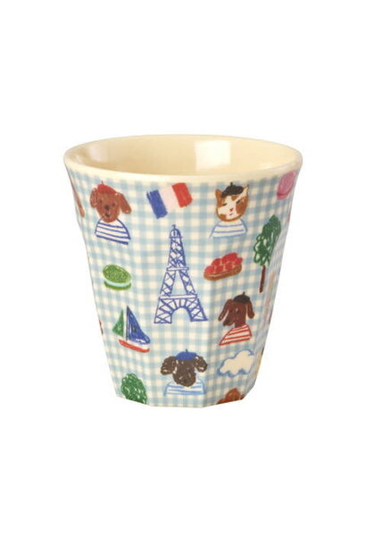 Melamine beker medium Kids in Paris blue 250ml