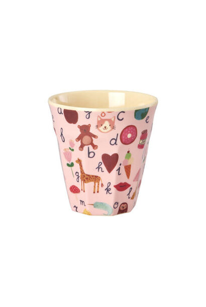 Melamine beker medium ABC pink 250ml