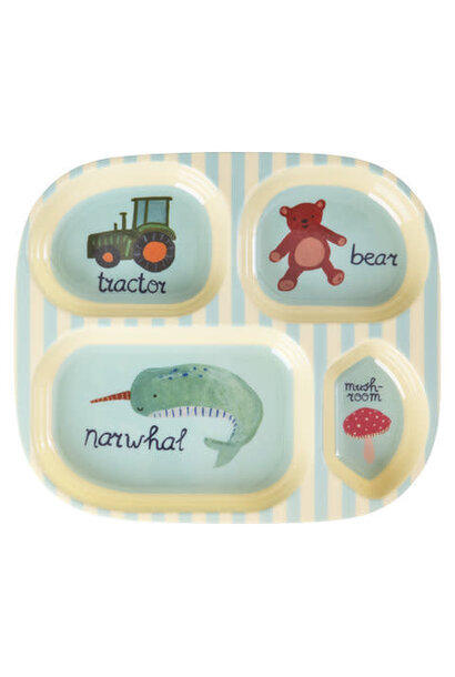 Melamine kids 4vaks bord ABC blue