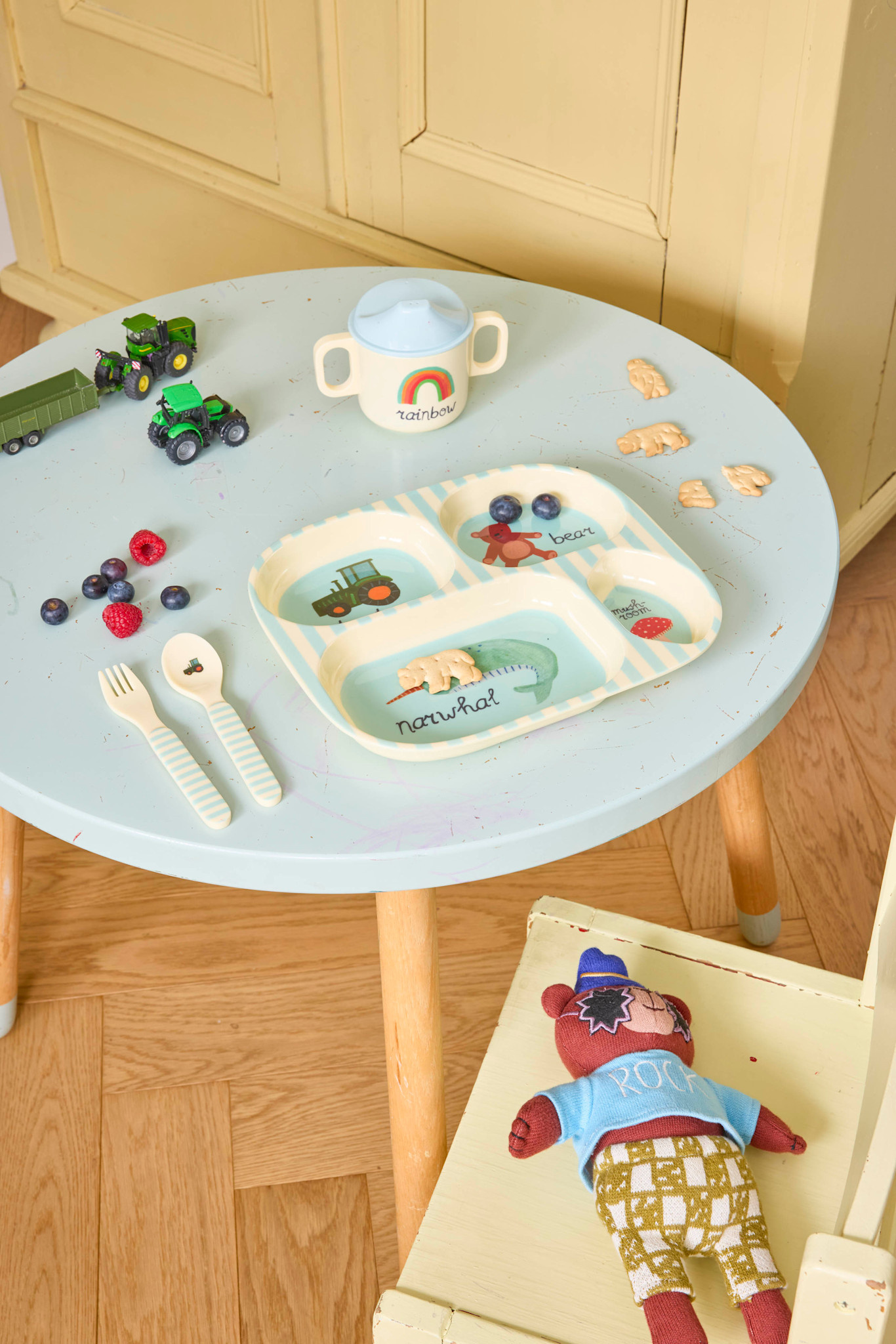 Melamine kids 4vaks bord ABC blue-3
