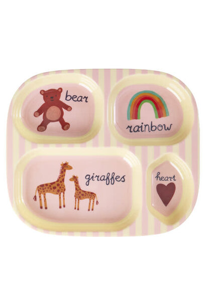 Melamine kids 4vaks bord ABC pink