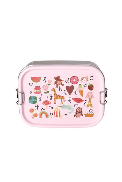 SS Lunchbox small ABC pink 800ml - moveable divider