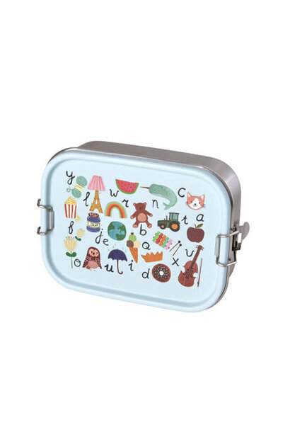 SS Lunchbox small ABC blue 800ml - moveable divider