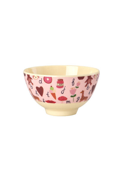 Melamine kom small ABC pink 300ml