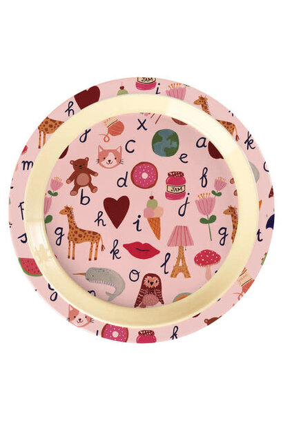 Melamine Kids lunch bord ABC pink