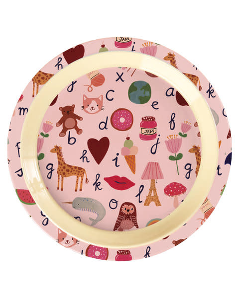 Melamine Kids lunch bord ABC pink-1
