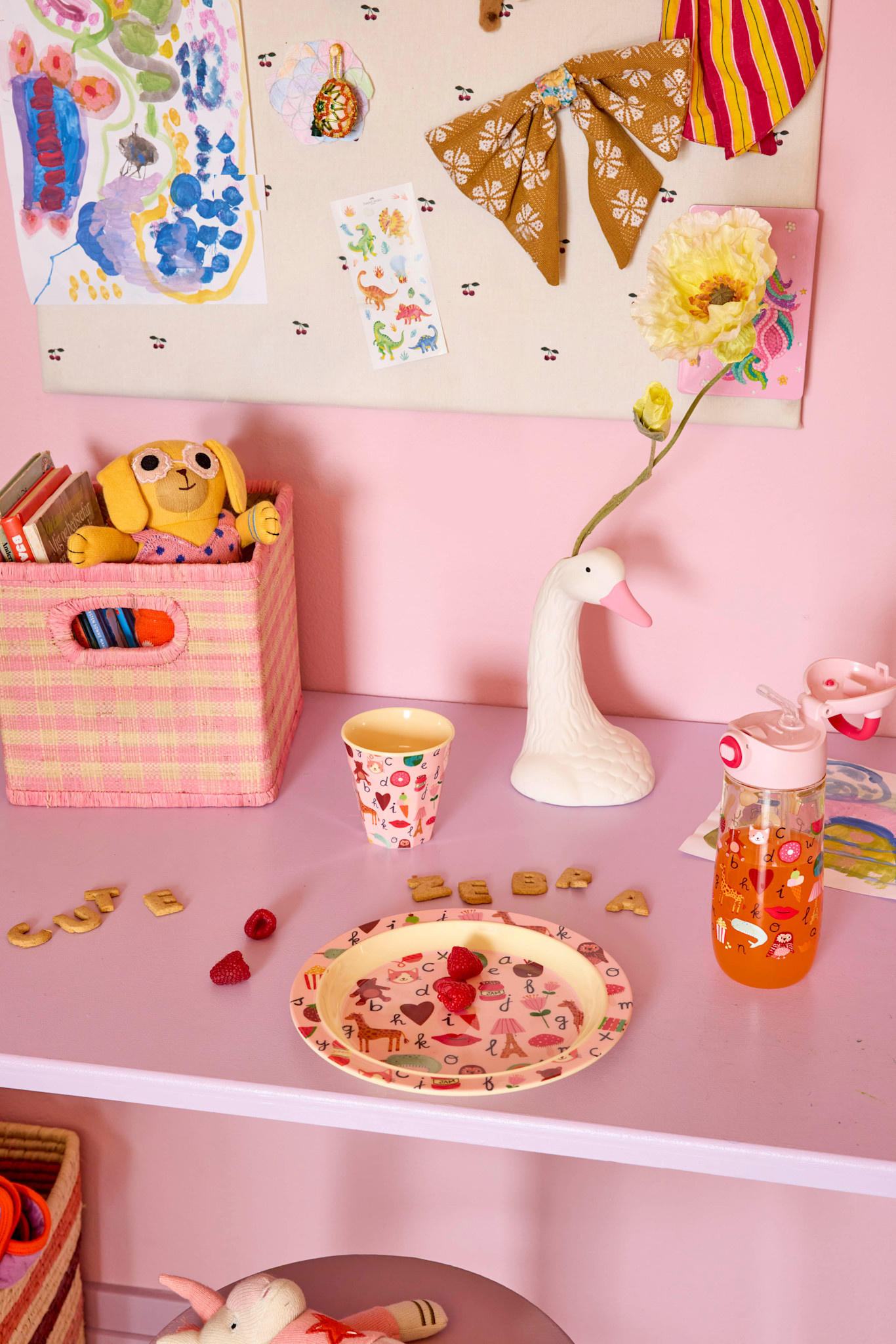 Melamine Kids lunch bord ABC pink-2