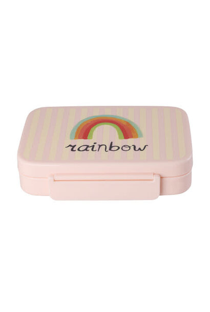 Lunchbox plastic met 6 vakjes ABC Rainbow pink
