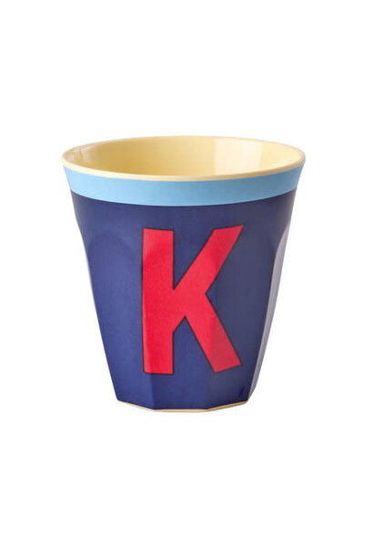 Melamine letter beker K Vintage royal blue medium 250ml