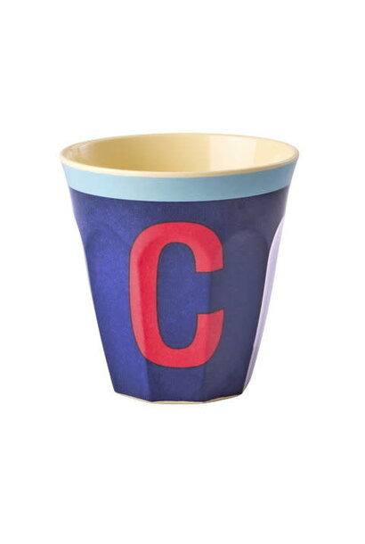 Melamine letter beker  C Vintage royal blue medium 250ml