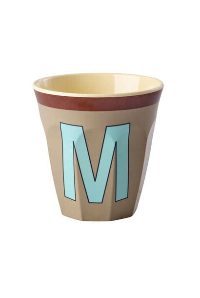 Melamine letter beker M Vintage dark beige medium 250ml