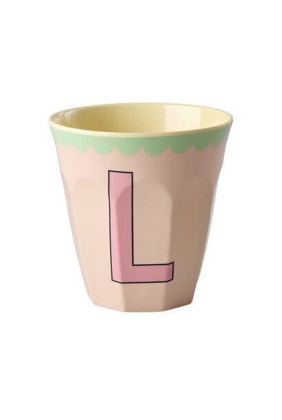 Melamine letter beker L Vintage soft pink medium 250ml
