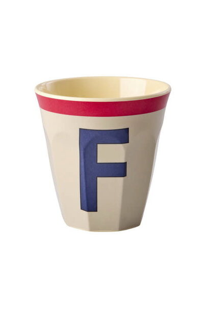 Melamine letter beker  F Vintage cool grey medium 250ml