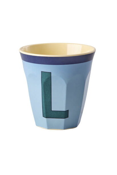 Melamine letter beker L Vintage blue medium 250ml