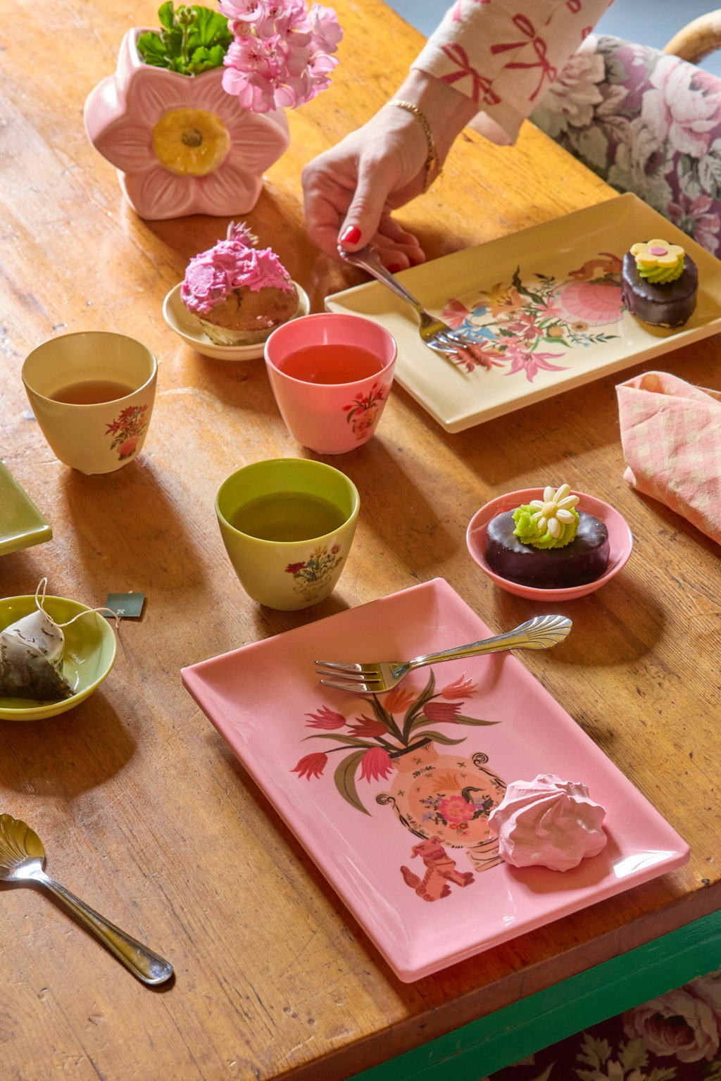 Melamine Sushi bord Chinese print soft pink-2