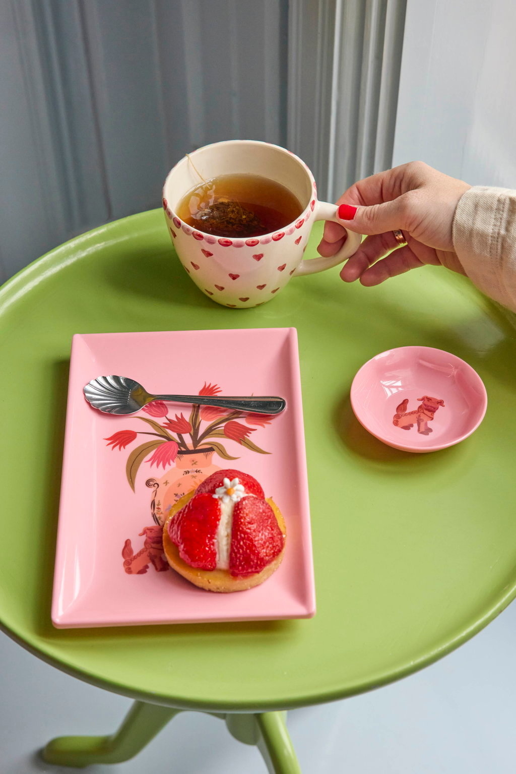 Melamine Sushi bord Chinese print soft pink-3