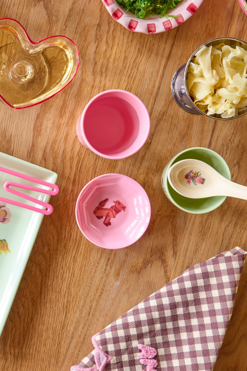 Sushi dip / saus schaaltje Chinese print soft pink-3