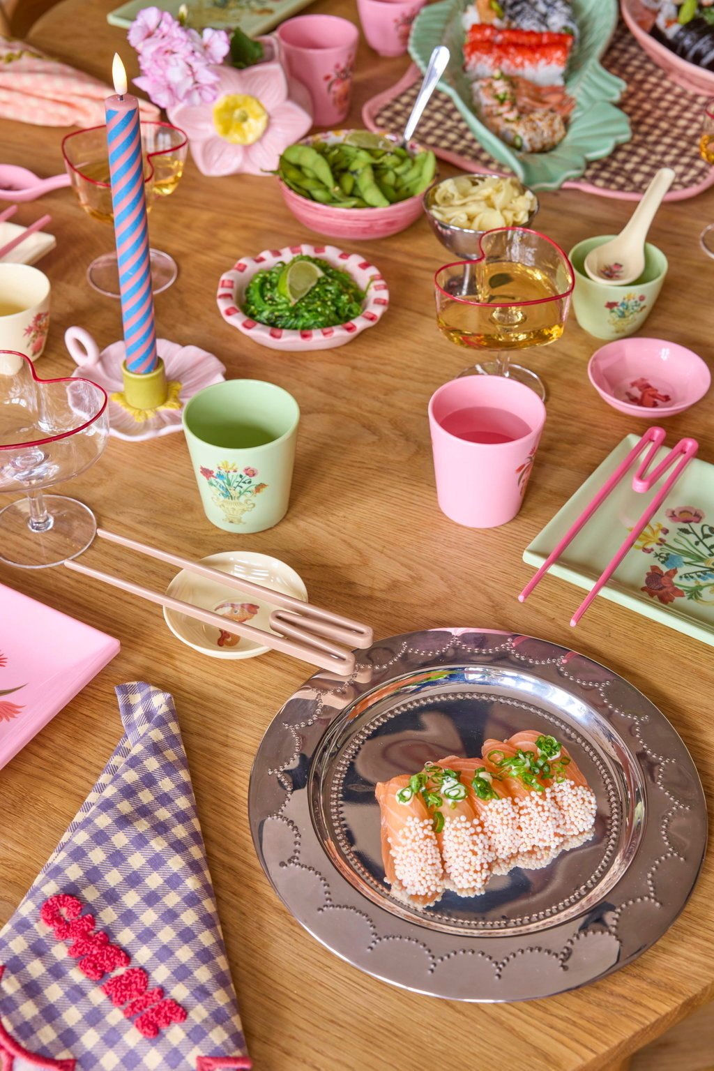 Sushi dip / saus schaaltje Chinese print soft yellow-3