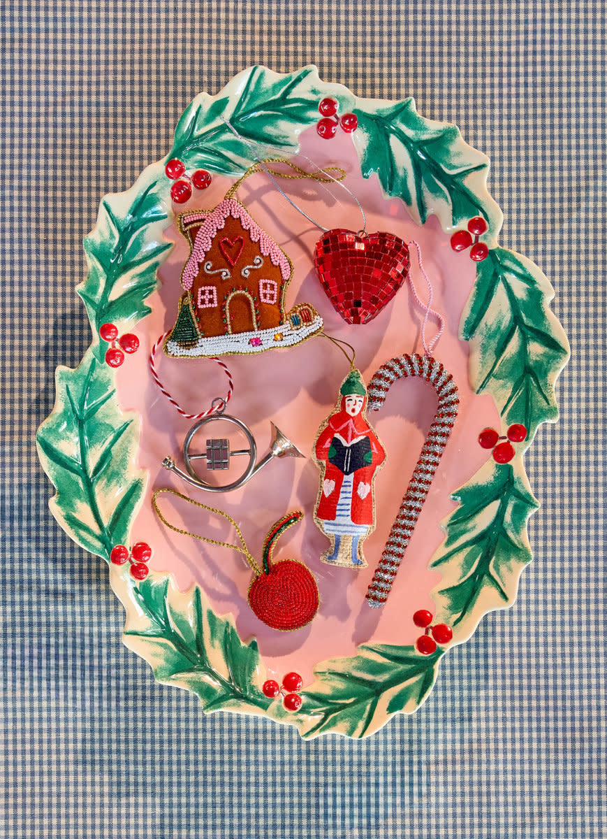 Melamine serveer schaal Xmas Hawthorn Edge pink-2