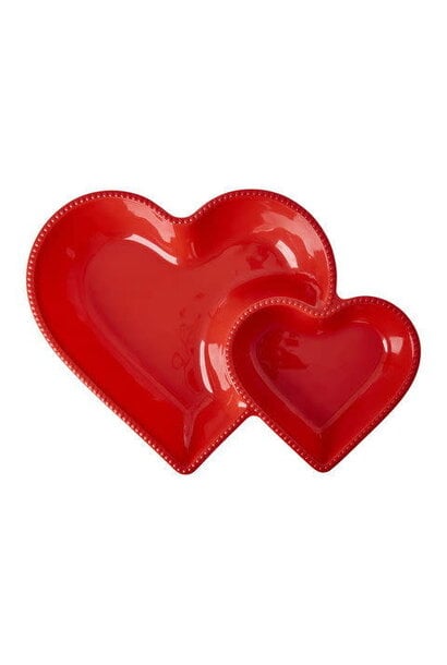 Melamine serveer schaal two Heart red