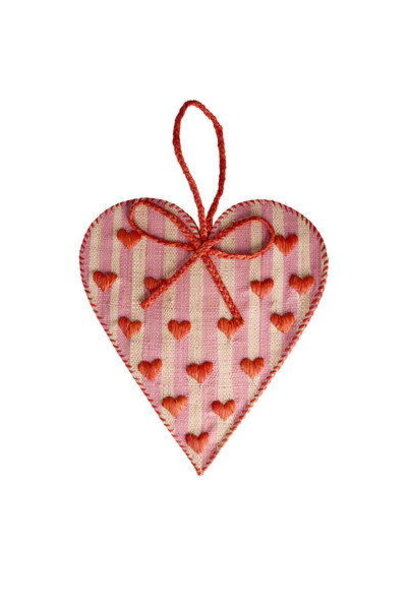 Raffia Xmas Heart met Heart embroidery