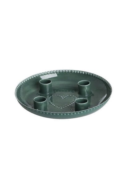Kandelaar metaal Christmas 4 candles green