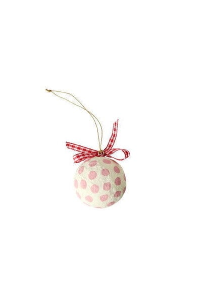 Kerst hanger papier mache Dots and Bow pink