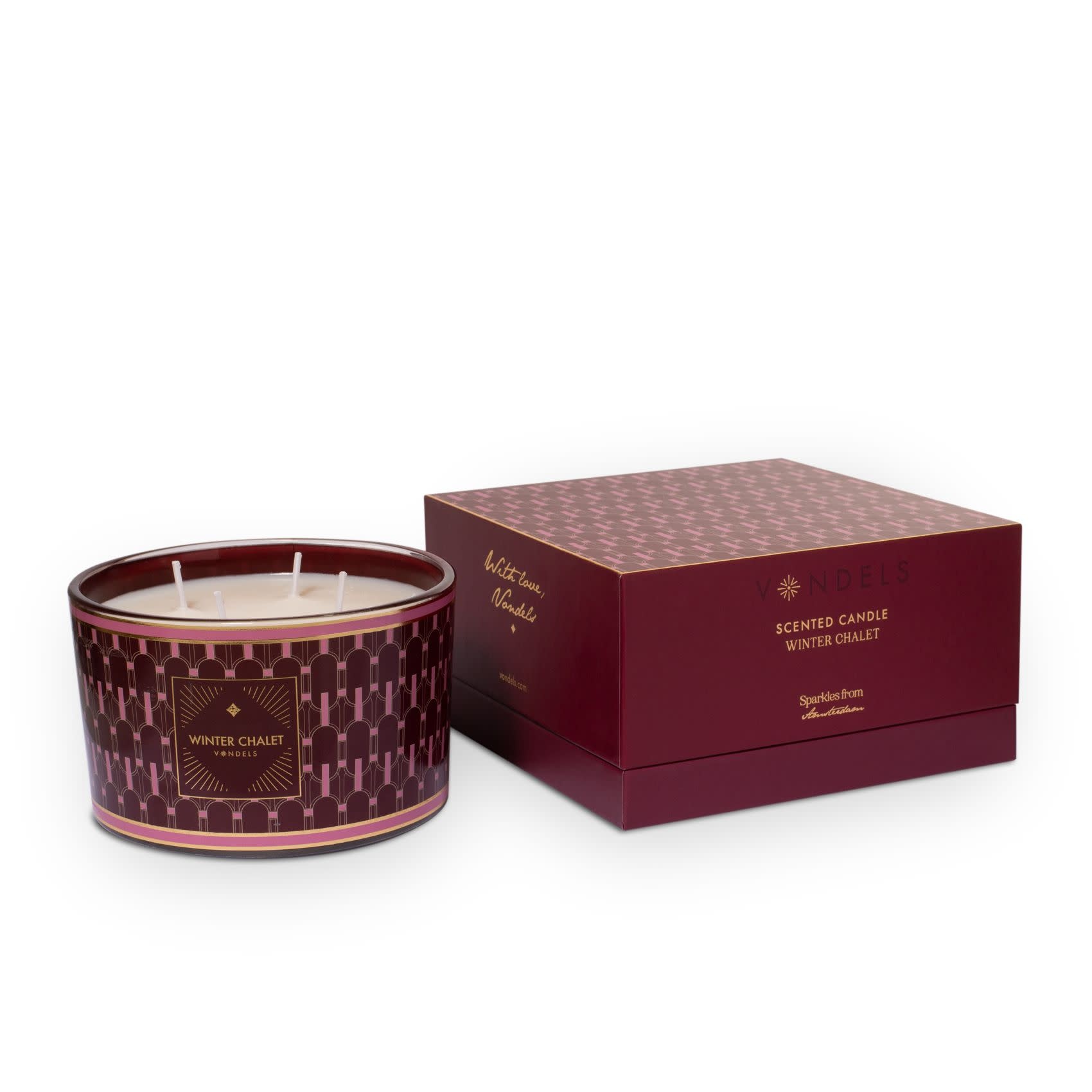 Geurkaars Winter Chalet burgundy - 450 gram in giftbox-1