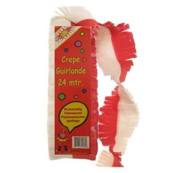 PartyXplosion Crepe draaiguirlande Rood/Wit 24 meter