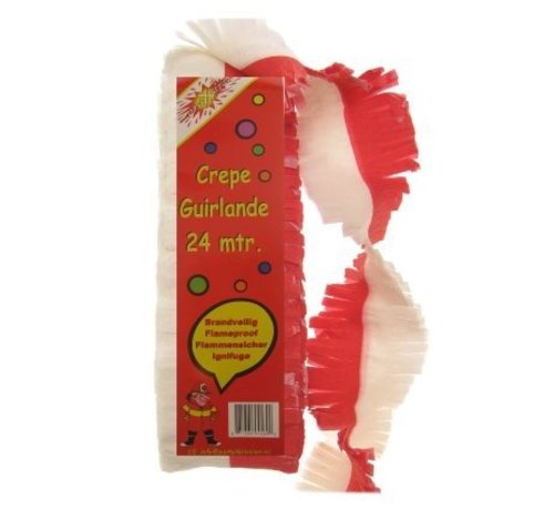 PartyXplosion Crepe draaiguirlande Rood/Wit 24 meter