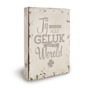 Miko Houten tekstbord "Geluk Wereld"