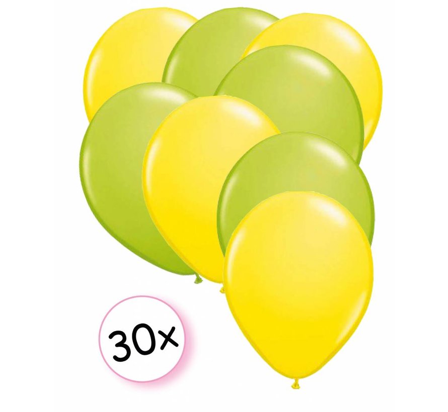 Ballonnen Geel & Licht groen 30 stuks 27 cm