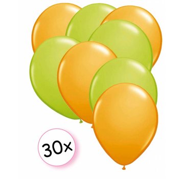 Joni's Winkel Ballonnen Oranje & Licht Groen 30 stuks 27 cm