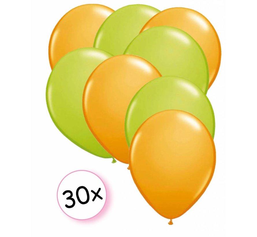 Ballonnen Oranje & Licht Groen 30 stuks 27 cm
